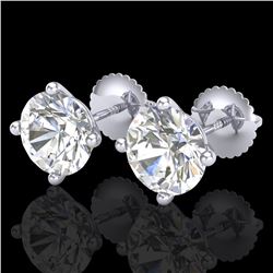 3.01 ctw VS/SI Diamond Solitaire Art Deco Stud Earrings 18k White Gold - REF-908N2F