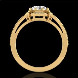 1 ctw VS/SI Diamond Solitaire Art Deco Ring 18k Yellow Gold - REF-318M3G