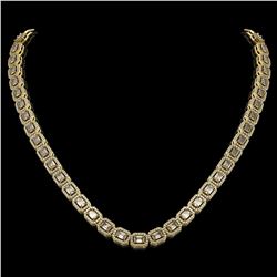 21.12 ctw Emerald Cut Diamond Micro Pave Necklace 18K Yellow Gold - REF-2509H6R