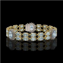 15.72 ctw Aquamarine & Diamond Bracelet 14K Yellow Gold - REF-254R5K