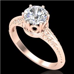 1 ctw VS/SI Diamond Art Deco Ring 18k Rose Gold - REF-361Y8X