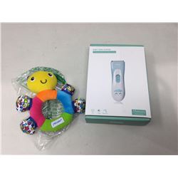 Baby Hair Clippers and First Years Plush Rattle