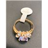 Image 2 : NEW Ladies 1.1 CaratAmethyst Style Gemstone ring 14K Gold Plated with side stones size 8 ( 18mm)
