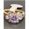 Image 3 : NEW Ladies 1.1 CaratAmethyst Style Gemstone ring 14K Gold Plated with side stones size 8 ( 18mm)