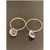 Image 1 : Ladies NEW 10K Gold endless hoop 6.8 Carat Amethyst Earrings with appraisal certificate value $1245.