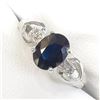 Image 2 : 10K White Gold Sapphire(1.41ct) Diamond(0.03ct) Claw Setting,1 Blue Sapphire, 2 Diamonds(Si,G-H) Rin