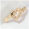 Image 3 : 10K Yellow Gold Diamond(0.04ct) 3 Stone Heart Ring (~Size 6.5)(Ring is resizable for $40), Made in C