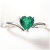 Image 1 : 10K White Gold Emerald(0.4ct) 1 Heart Shaped ,Mix Cut, Intense Green Emerald In 3Claw Setting Ring (