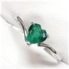 Image 2 : 10K White Gold Emerald(0.4ct) 1 Heart Shaped ,Mix Cut, Intense Green Emerald In 3Claw Setting Ring (