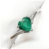 Image 3 : 10K White Gold Emerald(0.4ct) 1 Heart Shaped ,Mix Cut, Intense Green Emerald In 3Claw Setting Ring (