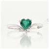 Image 4 : 10K White Gold Emerald(0.4ct) 1 Heart Shaped ,Mix Cut, Intense Green Emerald In 3Claw Setting Ring (