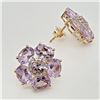 Image 2 : Silver Pink Amethyst White Topaz(7.4ct) Flower Shaped Earrings, Suggested Retail Value $300 (Estimat
