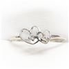 Image 1 : 10K White Gold Diamond(0.03ct) 2 Hearts Ring (~Size 6.5)(Ring is resizable for $40), Made in Canada,