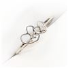 Image 2 : 10K White Gold Diamond(0.03ct) 2 Hearts Ring (~Size 6.5)(Ring is resizable for $40), Made in Canada,