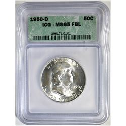 1950-D FRANKLIN HALF DOLLAR ICG MS-65 FBL