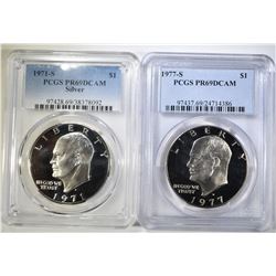 2-PCGS GRADED EISENHOWER DOLLARS: