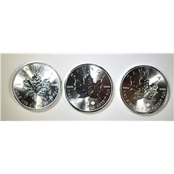 3 2015 1 OZ $5 CANADIAN SILVER MAPLE LEAFS