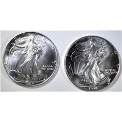 2 1994 AMERICAN SILVER EAGLES