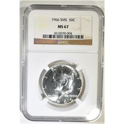 1966 SMS KENNEDY HALF DOLLAR NGC MS-67