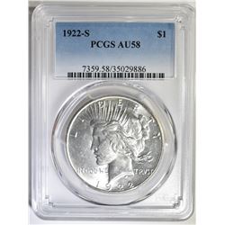 1922-S PEACE DOLLAR PCGS AU-58