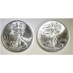2-BU 2009 AMERICAN SILVER EAGLES