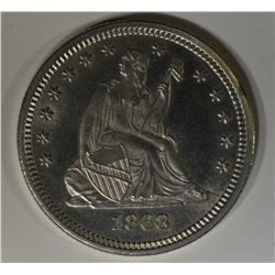 1868 SEATED LIBERTY QUARTER CH BU
