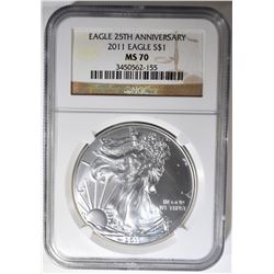 2011 25th ANNIV SILVER EAGLE NGC MS-70