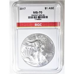 2017 AMERICAN SILVER EAGLE BGC PERFECT GEM BU