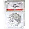 Image 1 : 2017 AMERICAN SILVER EAGLE BGC PERFECT GEM BU