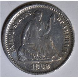 1868-S SEATED LIBERTY HALF DIME  AU