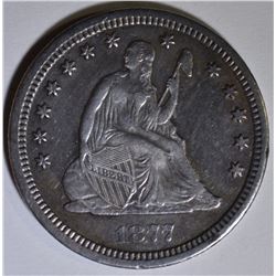 1877-CC SEATED LIBERTY QUARTER  AU