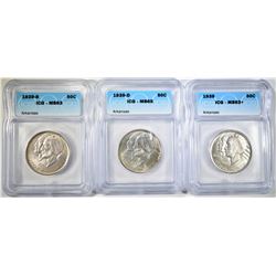 1939-P,D,S ARKANSAS COMMEM HALF DOLLARS