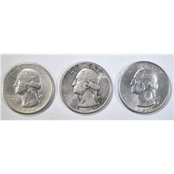 3 EARLY DATE WASHINGTON QUARTERS