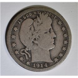 1914-S BARBER QUARTER VG