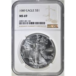 1989 AMERICAN SILVER EAGLE NGC MS-69