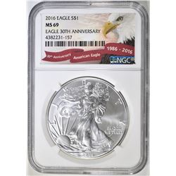 2016 30th ANNIV SILVER EAGLE NGC MS-69