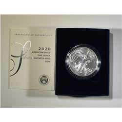 2020-W BURNISHED SILVER EAGLE ORIG BOX/COA
