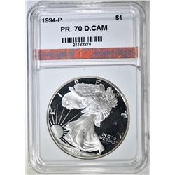 1994-P AMERICAN SILVER EAGLE AGP PERFECT GEM PR