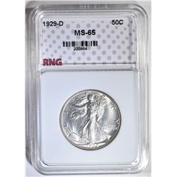 1929-D WALKING LIBERTY HALF RNG GEM BU