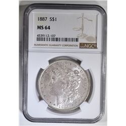 1887 MORGAN DOLLAR NGC MS-64