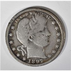 1897-O BARBER QUARTER FINE, SOME MARKS