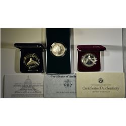 3-MODERN COMMEM SILVER DOLLARS