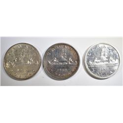 3-1959 CANADIAN SILVER DOLLARS