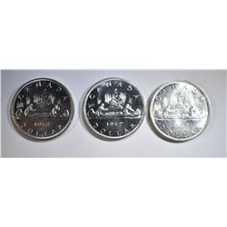 3-1962 CANADIAN SILVER DOLLARS