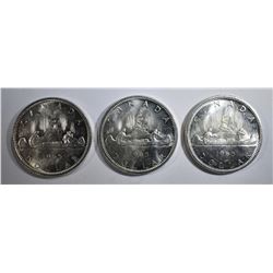3-1965 CANADIAN SILVER DOLLARS