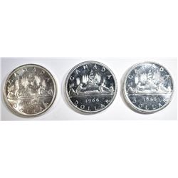 3-1966 CANADIAN SILVER DOLLARS