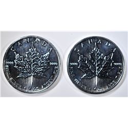 2-2002 CANADIAN 1oz SILVER MAPLE LEAF COINS
