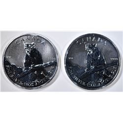 2-2012 1oz SILVER CANADIAN COUGAR COINS
