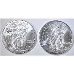 2-2002 BU  AMERICAN SILVER EAGLES