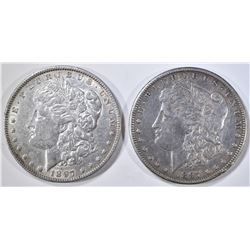 1897 AU & 97-S XF MORGAN DOLLARS